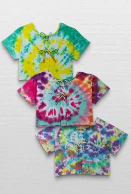 CR661 Damen Tie-Dye Crop Top mit Knoten