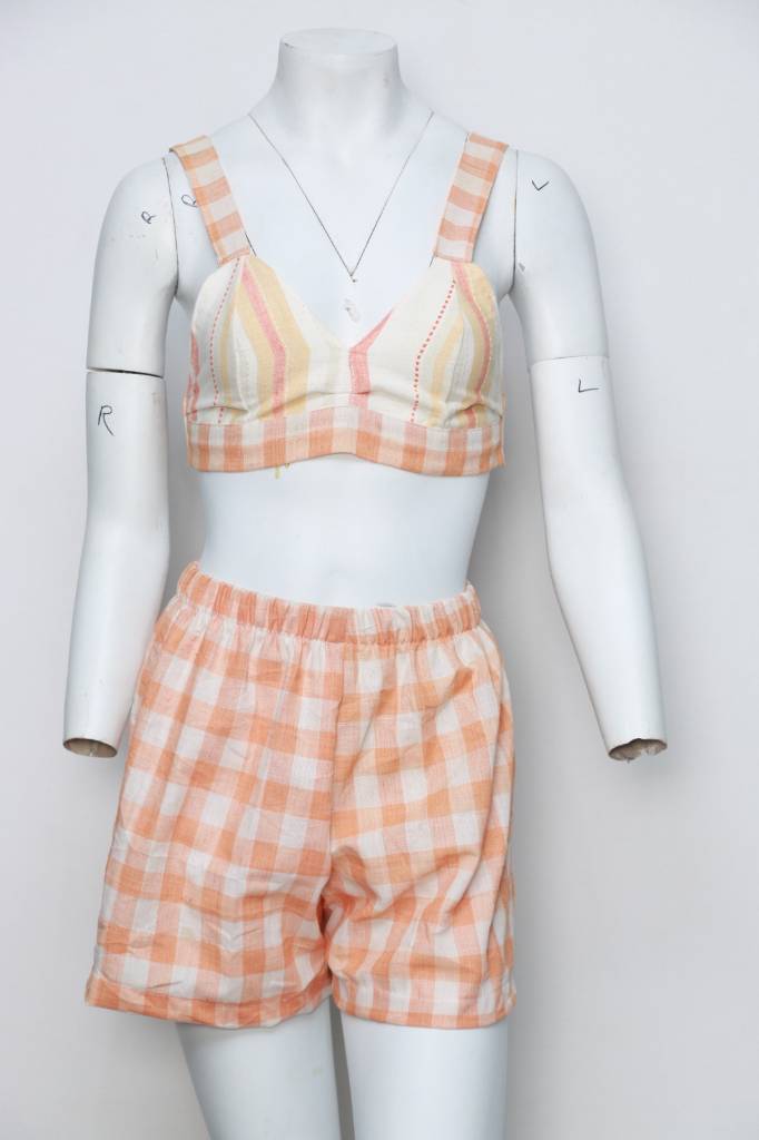 CR734 Blouse en coton retravaillée pour femmes et shorts sexy 100 pièces