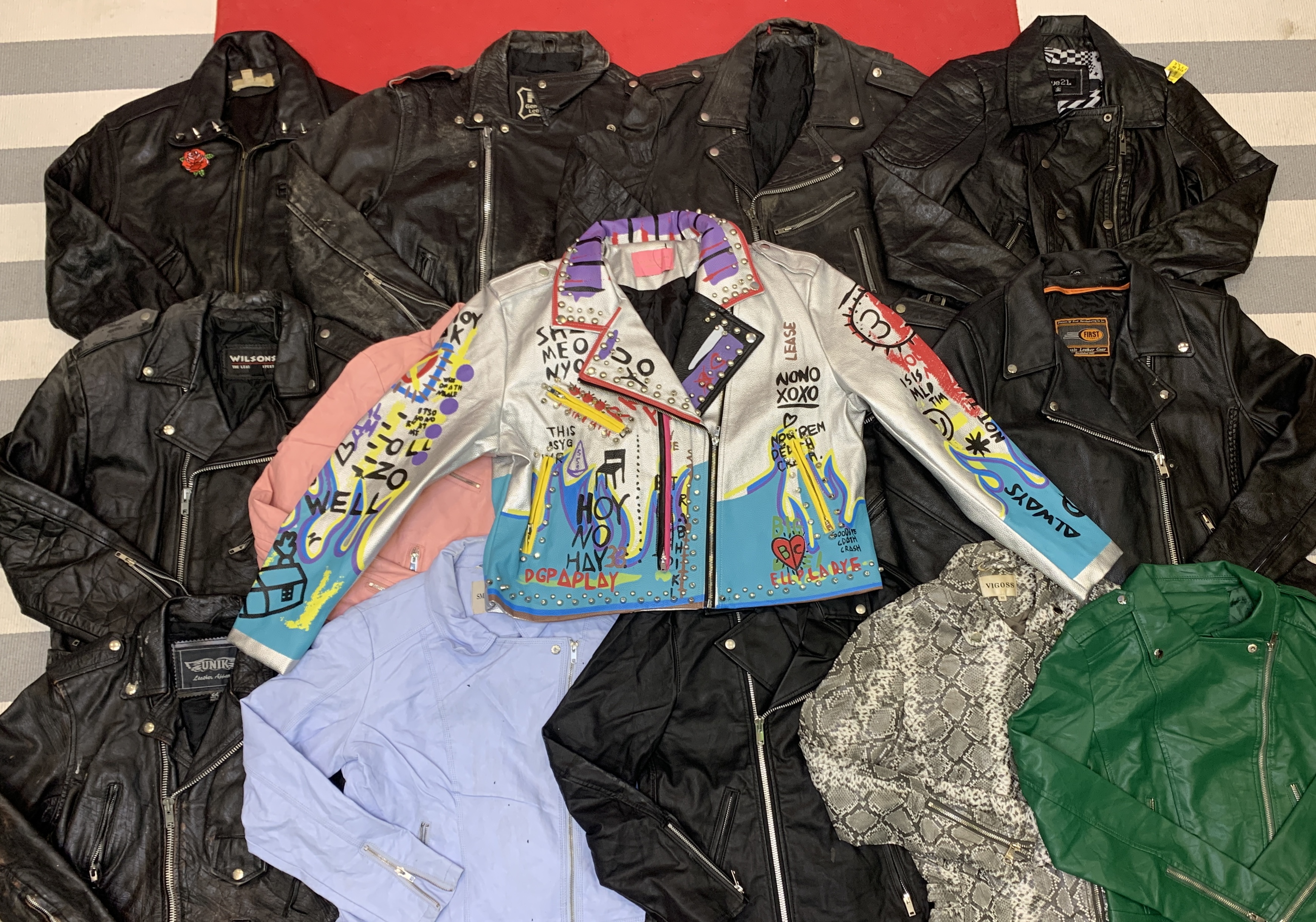 Leather biker women jacket