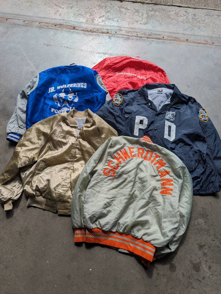 Vintage Satin Varsity Coach Jacket