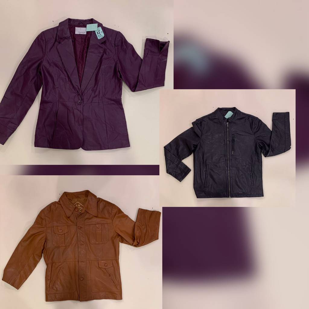 90's style leather jacket , 6 - pieces , (f-588)