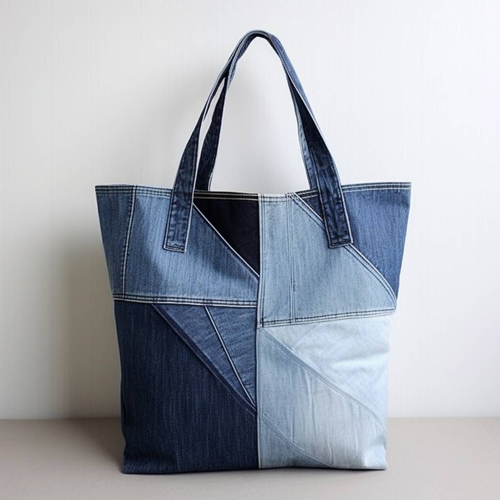 Sac à main en denim pour femmes retravaillé à partir de pantalons en denim Lee Levis Wrangler.