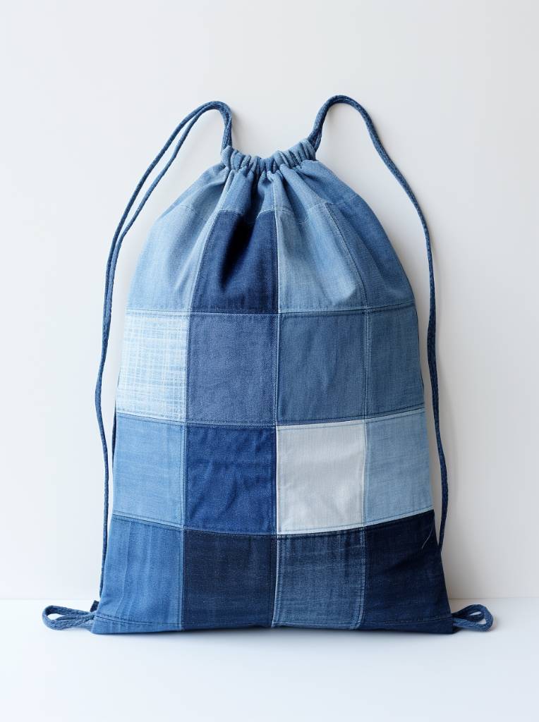 Sac à dos en denim unisexe retravaillé utilisant une blouse en denim sans marque et un style de chemise CR681.