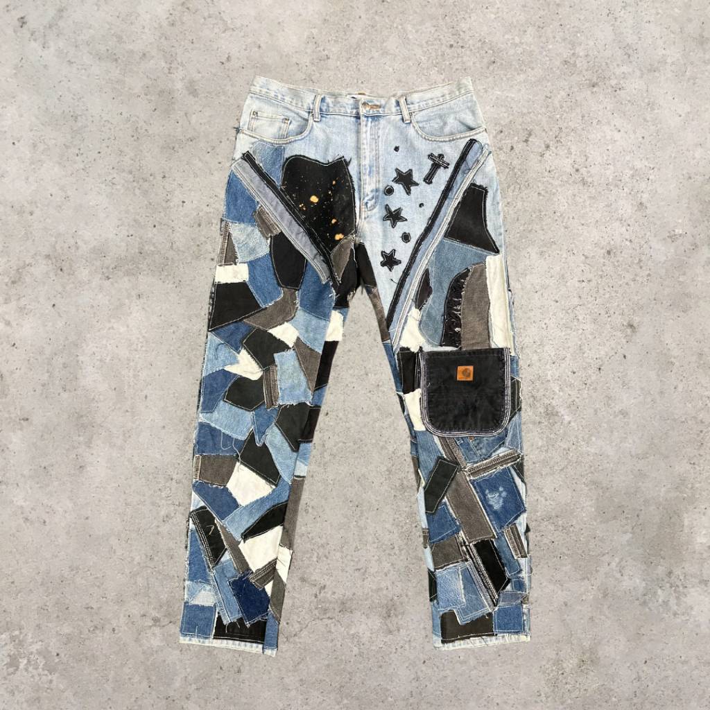 Two Tone Upcycled Denim Pants | 00-24