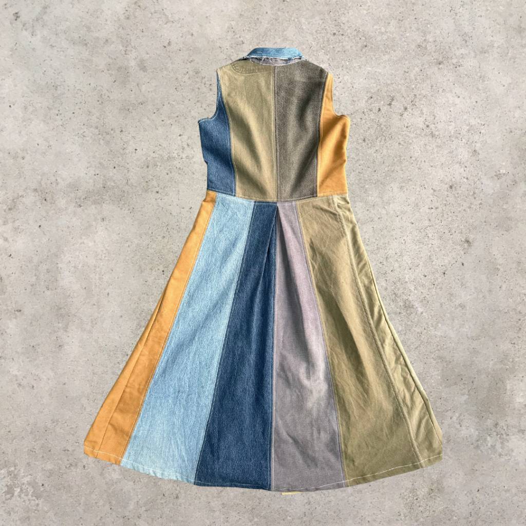 Upcycled Carhartt Arbeitskleidung mehrfarbiges kragenkleid