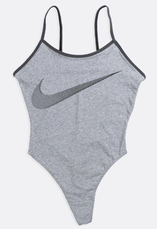 Überarbeitetes Damen High Cut Bodysuit aus Nike, Puma, FILA, Reebok und anderen markierten Vintage T-Shirts, Stil-CR798